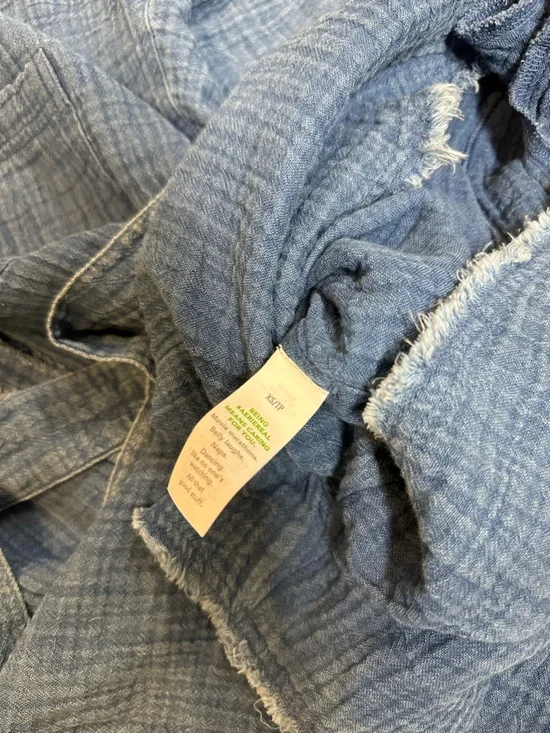 aerie Lightweight Chambray Blue Romper with Frayed Hem - Picture 12 of 13